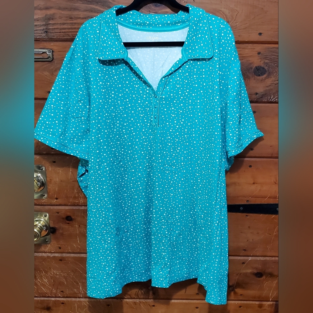 Turquoise Polka Dotted Woman's Shirt